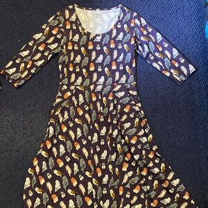 Svaha Owl Print 3/4 Sleeve Dress